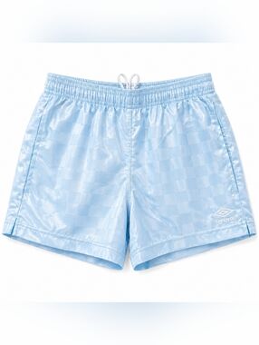 2/$25 Umbro Soccer Shorts Youth M 10-12 Light Blue Checkered Drawstring NWOT
